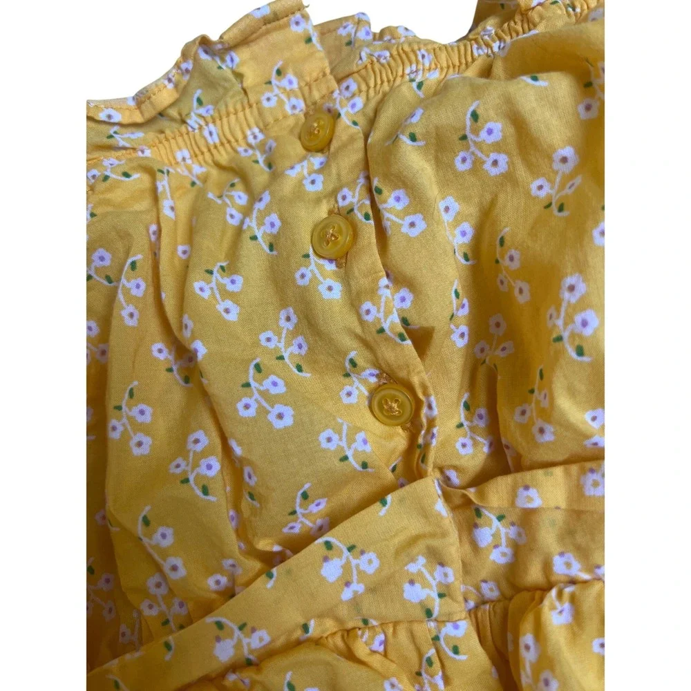 Janie and Jack Girls Yellow Floral‎ Bubble Romper Sunsuit Size 2T Sleeveless Bow